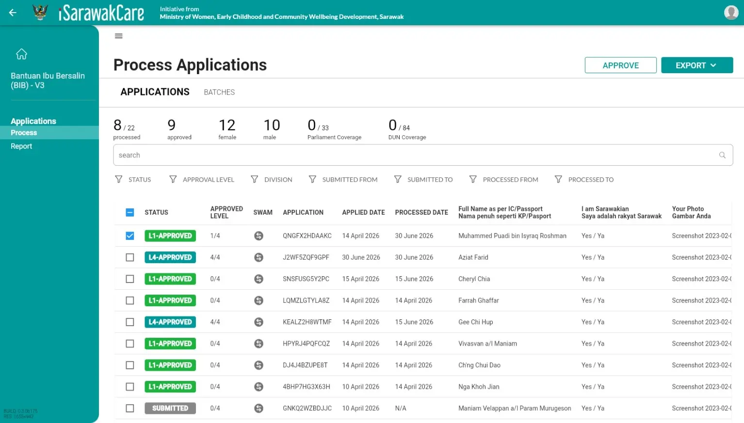 Admin Applications Processing